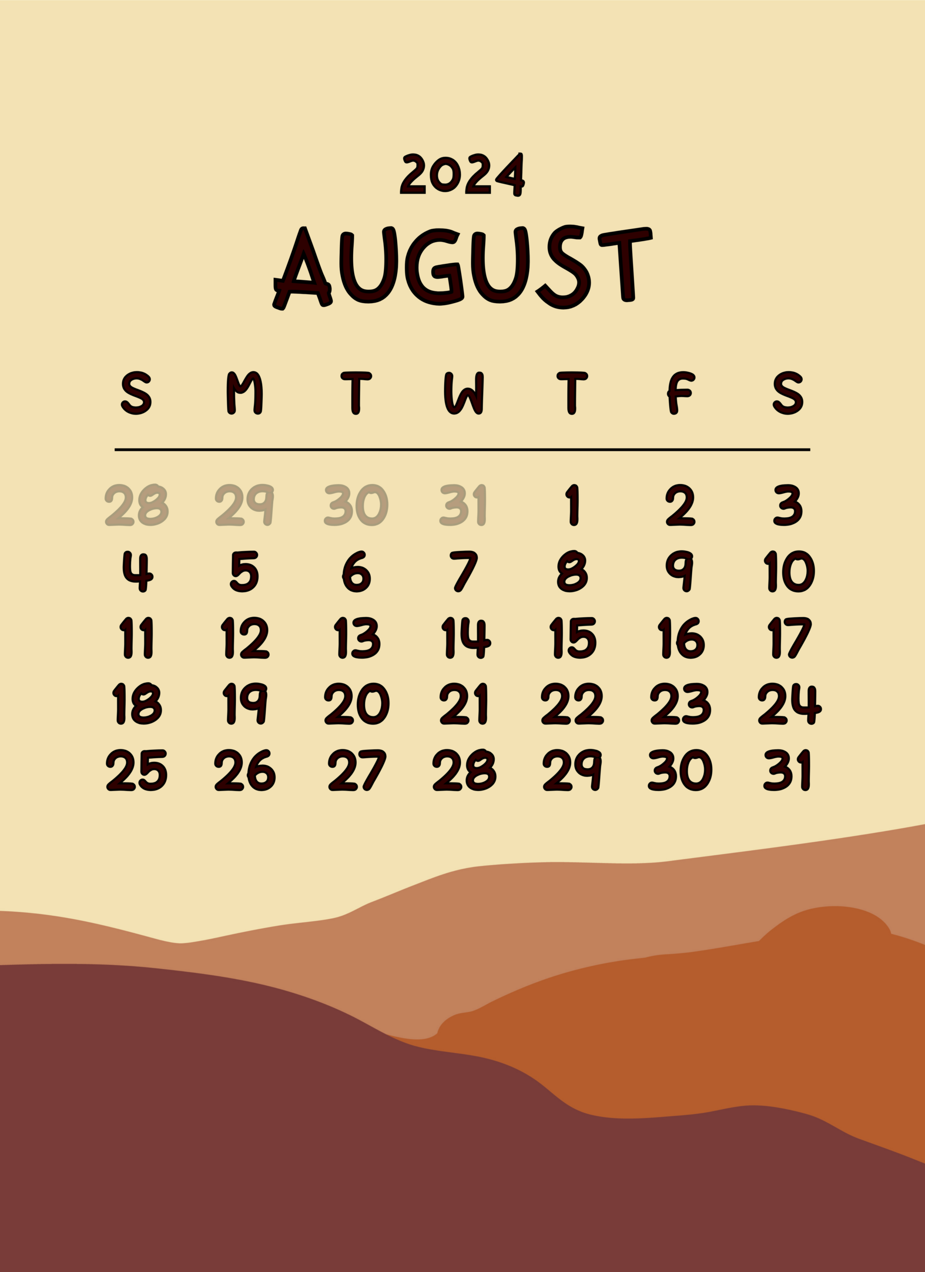 Monthly Calendar 2024, August Calendar 2024, August 2024, Calendar | August Calendar Themes 2024