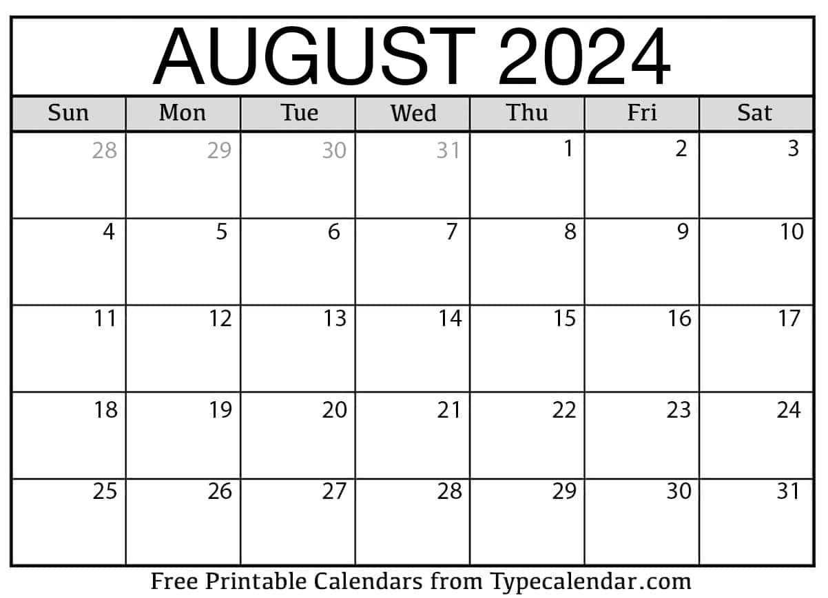 Monthly Calendars (2024) - Free Printable Calendar | Google Calendar August 2024