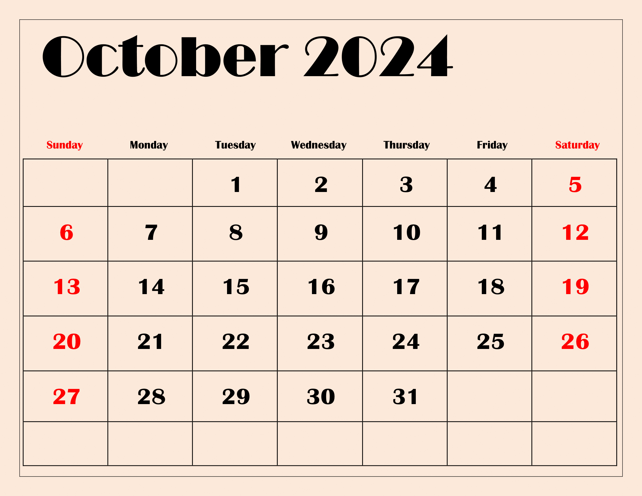 October 2024 Calendar Printable Pdf Free Templates With Holidays | Calendar 2024