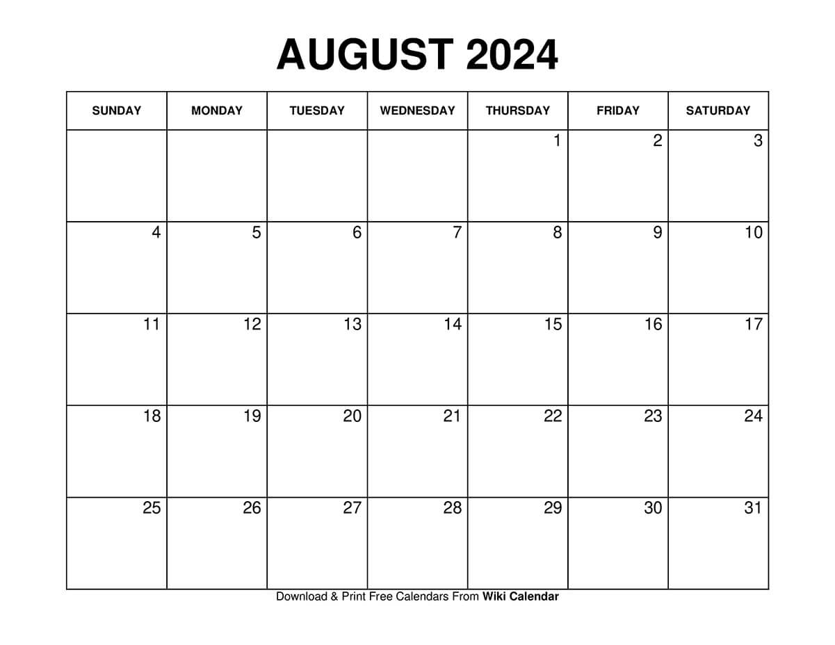 Printable August 2024 Calendar Templates With Holidays | August And September 2024 Calendar Printable