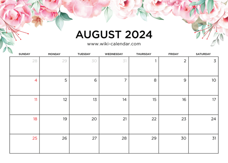 Printable Blank August Calendar 2024 | Calendar 2024