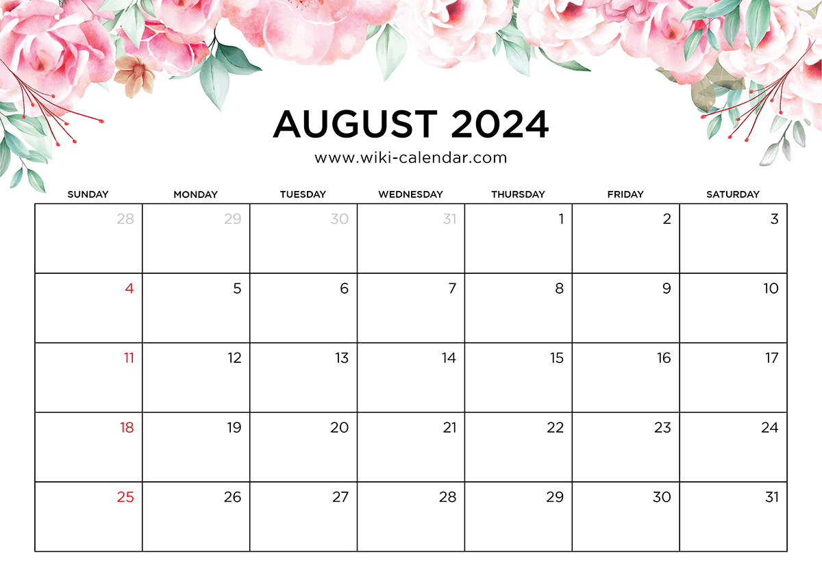 Printable August 2024 Calendar Templates With Holidays | Calendar 2024