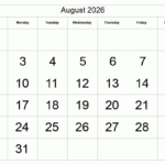 Printable August 2026 Calendar | Free Printable Calendars | August 2026 Calendar