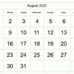 Printable August 2027 Calendar | Free Printable Calendars | August 2027 Calendar