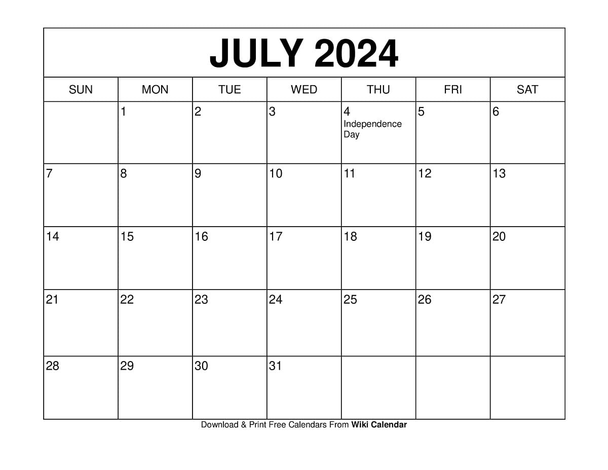 Printable July 2024 Calendar Templates With Holidays | Calendar 2024