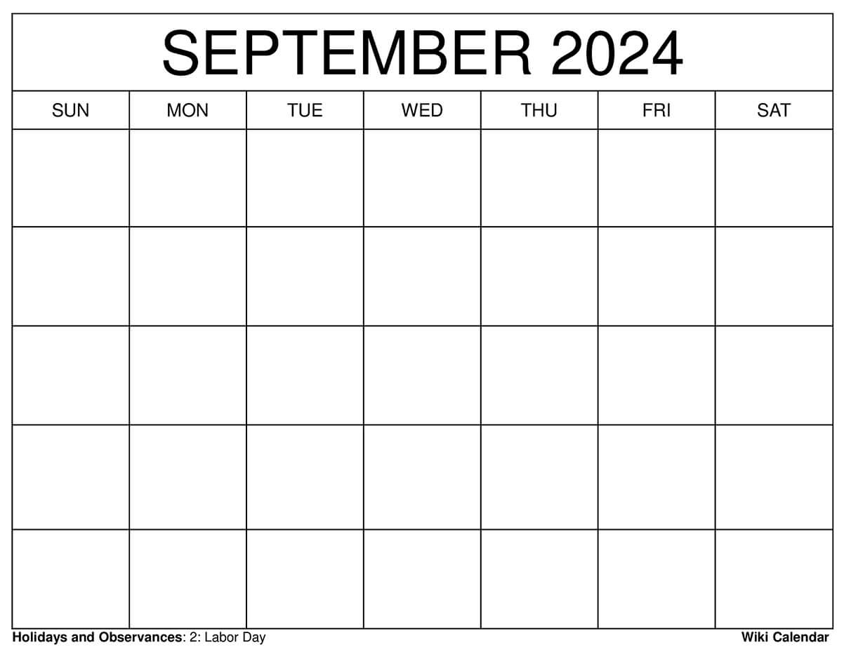 Printable September 2024 Calendar Templates With Holidays | August and September 2024 Printable Calendar