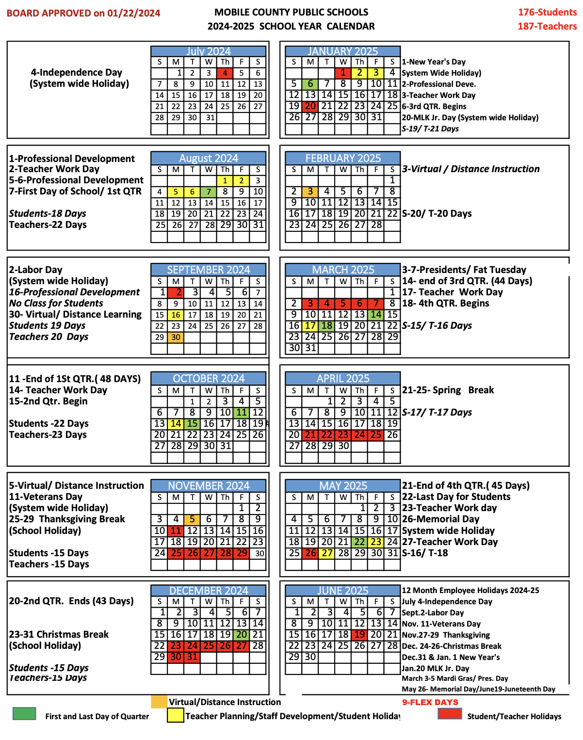 School Year Calendars - Mobile County Public Schools | Calendar 2024