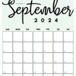 September 2024 Calendar   20 Cute & Free Printables | Saturdaygift | Printable Monthly Calendar August And September 2024