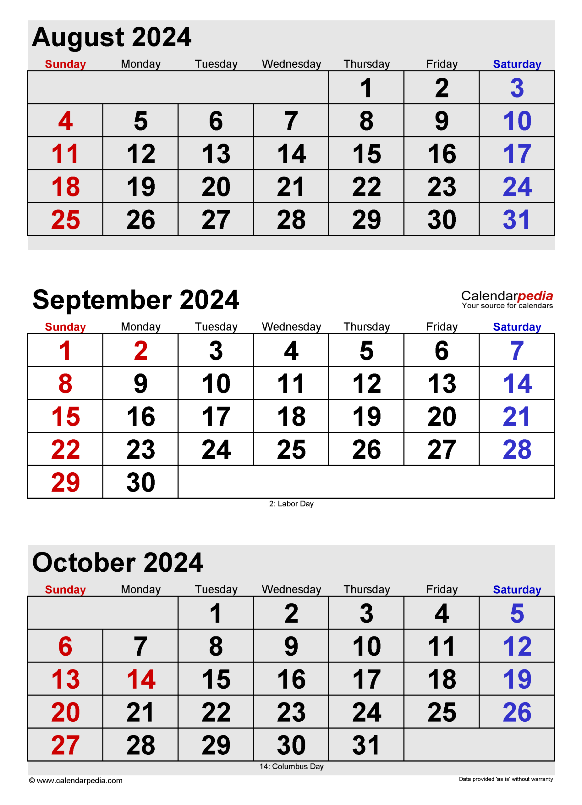 September 2024 Calendar | Templates For Word, Excel And Pdf | August And September 2024 Calendar