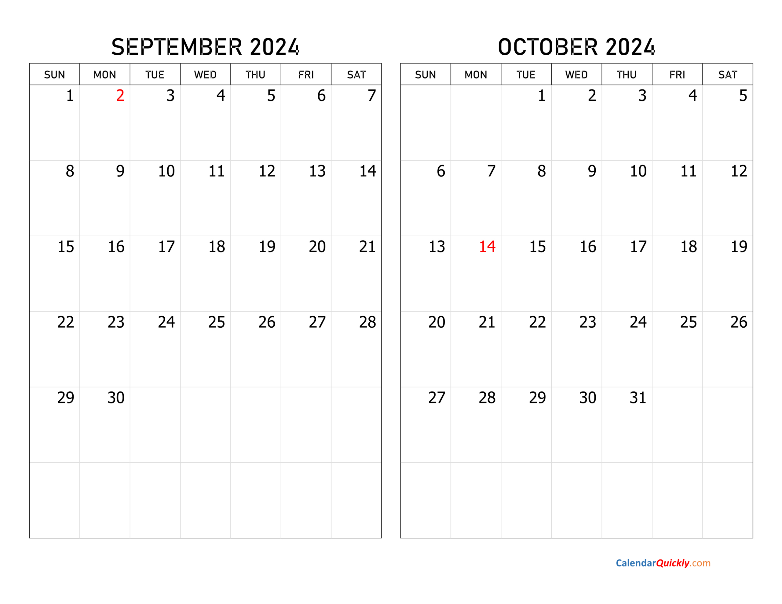 September And October 2024 Calendar | Calendar Quickly | August September October Calendar 2024 Printable