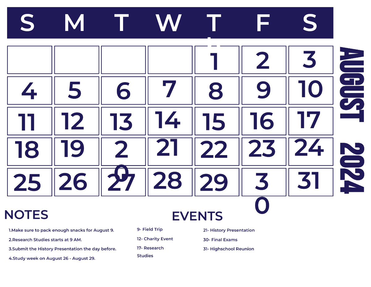 Simple August 2024 Calendar Template - Edit Online &amp;amp; Download | Show August Calendar 2024