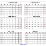 Six Month Calendar 2024 Printable Pdf- 6 Months Calendar Per Page | January Through June 2024 Calendar