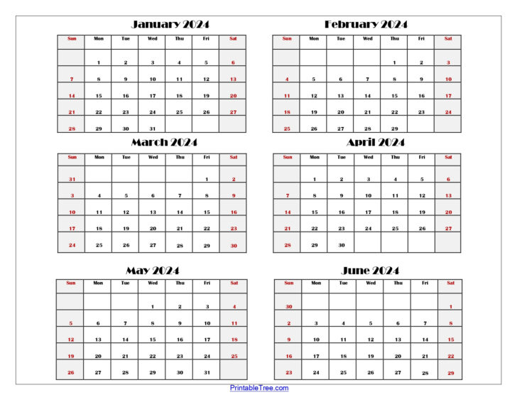 January Through June 2024 Calendar | Calendar 2024