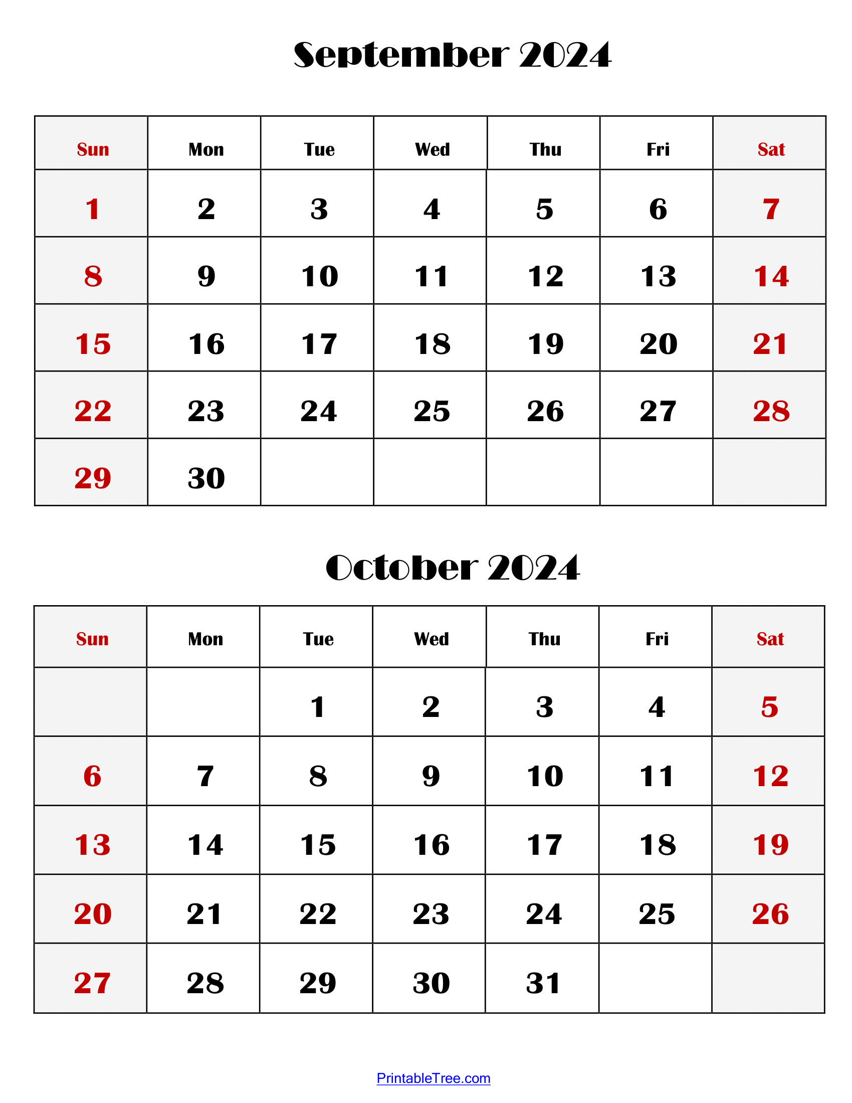 Two Months Calendar 2024 Printable Pdf | Double Month Calendar | August - October 2024 Calendar