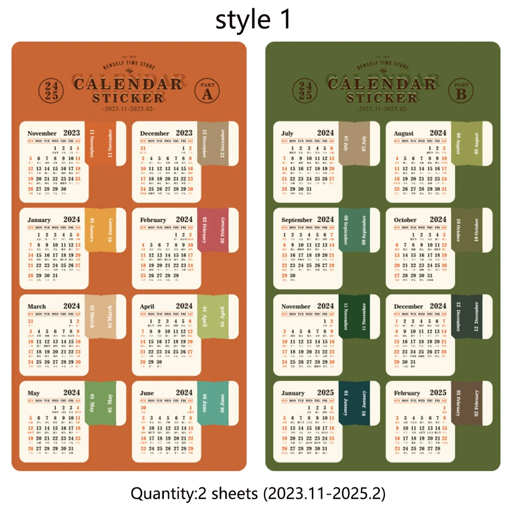 2 Sheets 2024 Calendar Index Stickers Planner Schedule Agenda | Calendar 2024