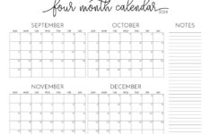 2024 Four Month Calendars – 18 Free Printables | Printabulls |  Calendar 2024