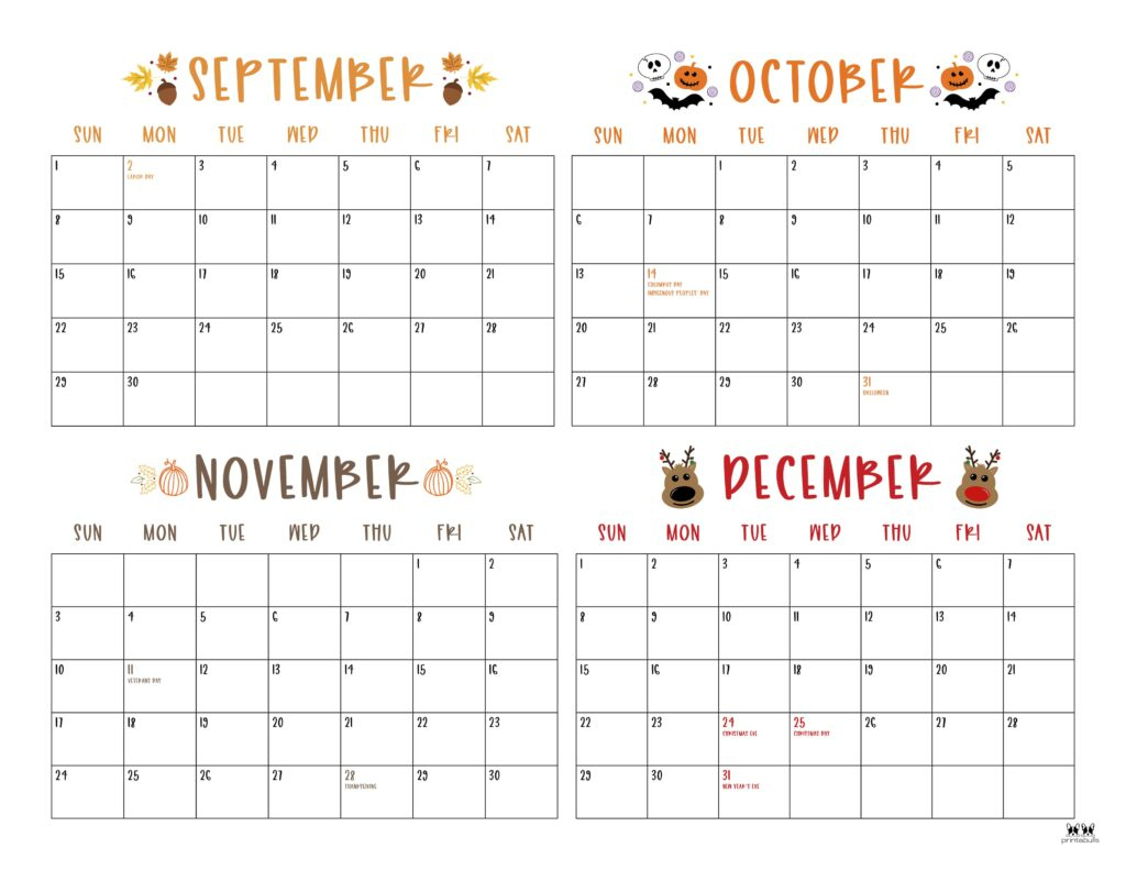 2024 Four Month Calendars - 18 Free Printables | Printabulls | Calendar 2024