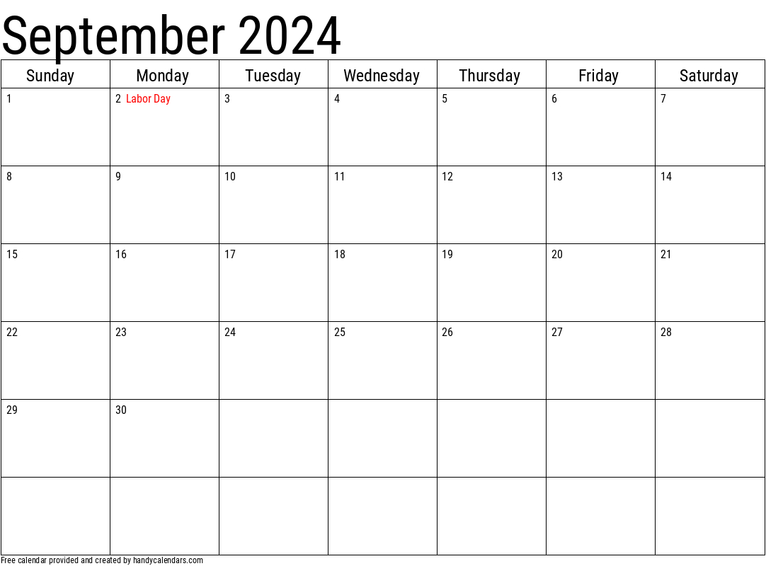 2024 September Calendars - Handy Calendars | Calendar 2024