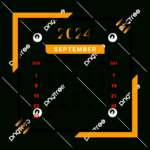 2024 September Month Calendar With Black And Yellow Vector | September 2024 Calendar Clip Art