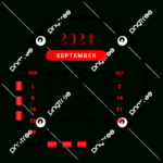 2024 September Month Calendar With Red And Black, Calendar 2024 | September 2024 Calendar Clip Art