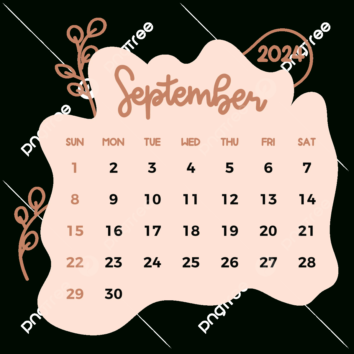 Calendar 2024 September Vintage Style Vector, September 2024 | September 2024 Calendar Aesthetic