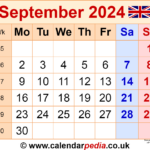 Calendar September 2024 Uk With Excel, Word And Pdf Templates |  Calendar 2024