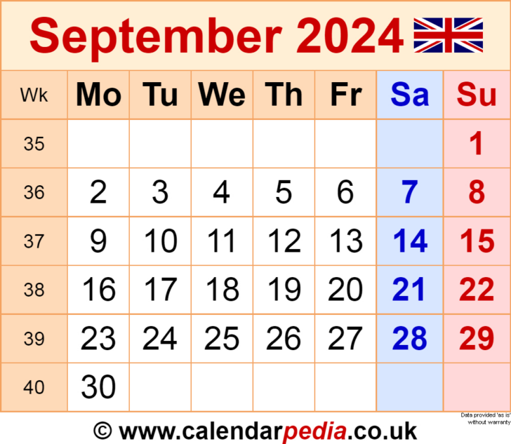 Calendar For September 24 | Calendar 2024