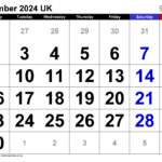 Calendar September 2024 Uk With Excel, Word And Pdf Templates | Printable Calendar September 2024 Uk