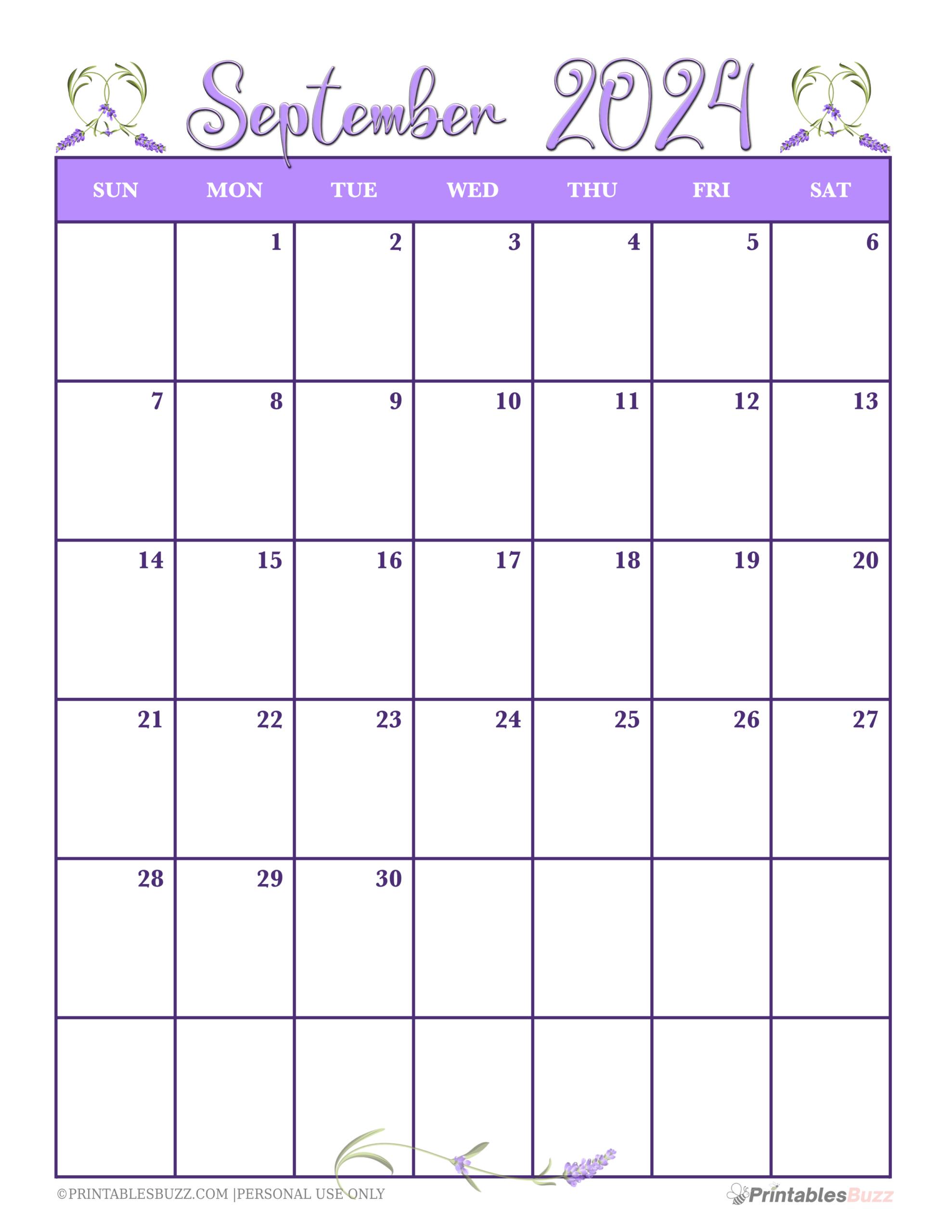 Cute &amp;amp; Fun September 2024 Calendar Printables | September 2024 Calendar Printable Portrait