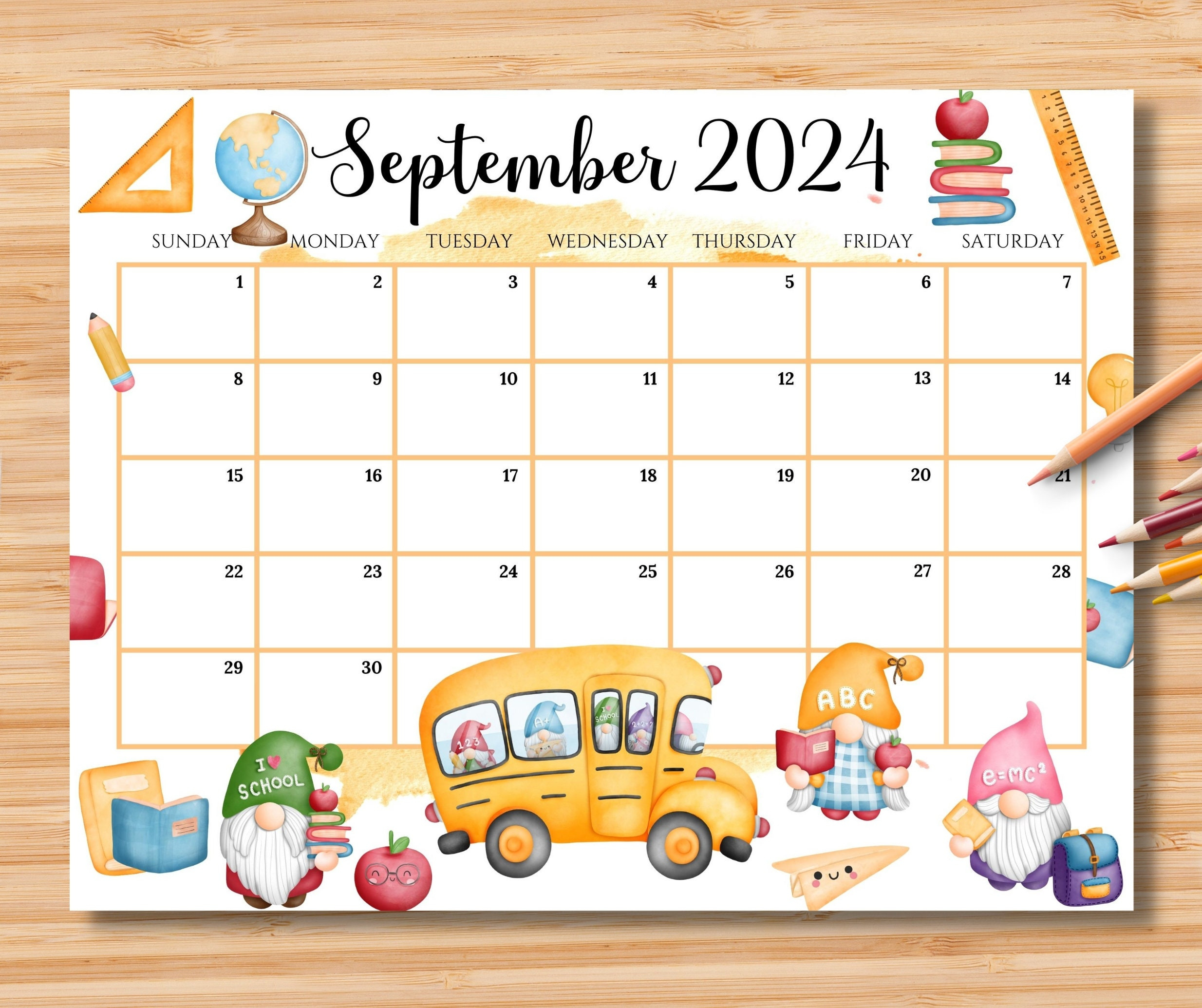 Editable September 2024 Calendar, Back To School Planner With Cute | Calendar 2024