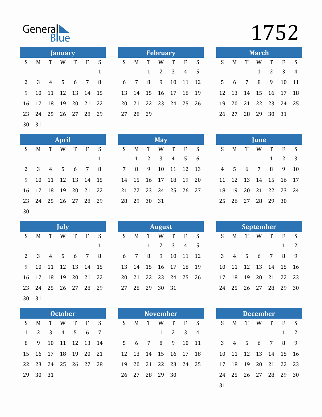 Free 1752 Calendars In Pdf, Word, Excel | Calendar 1752 September Month