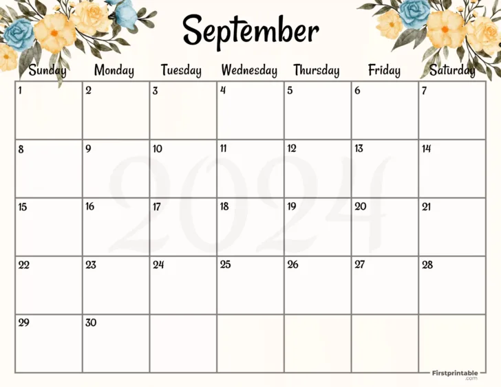 Printable Blank September 2024 Calendar | Calendar 2024