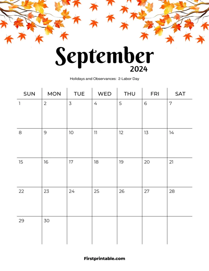 September 2024 Calendar Vertical | Calendar 2024