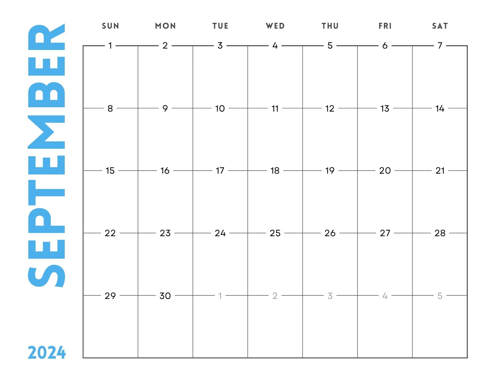 Free Printable September 2024 Calendar Templates | Canva | September 2024 Calendar Fillable