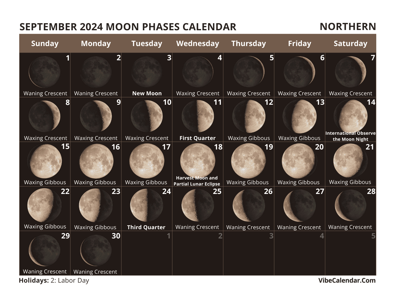 Moon Phases Calendar 2024: Printable Monthly Templates | Full Moon Calendar For September 2024