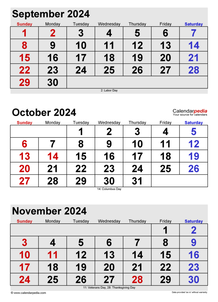 Printable Calendar October 2024 to September 2024 | Calendar 2024