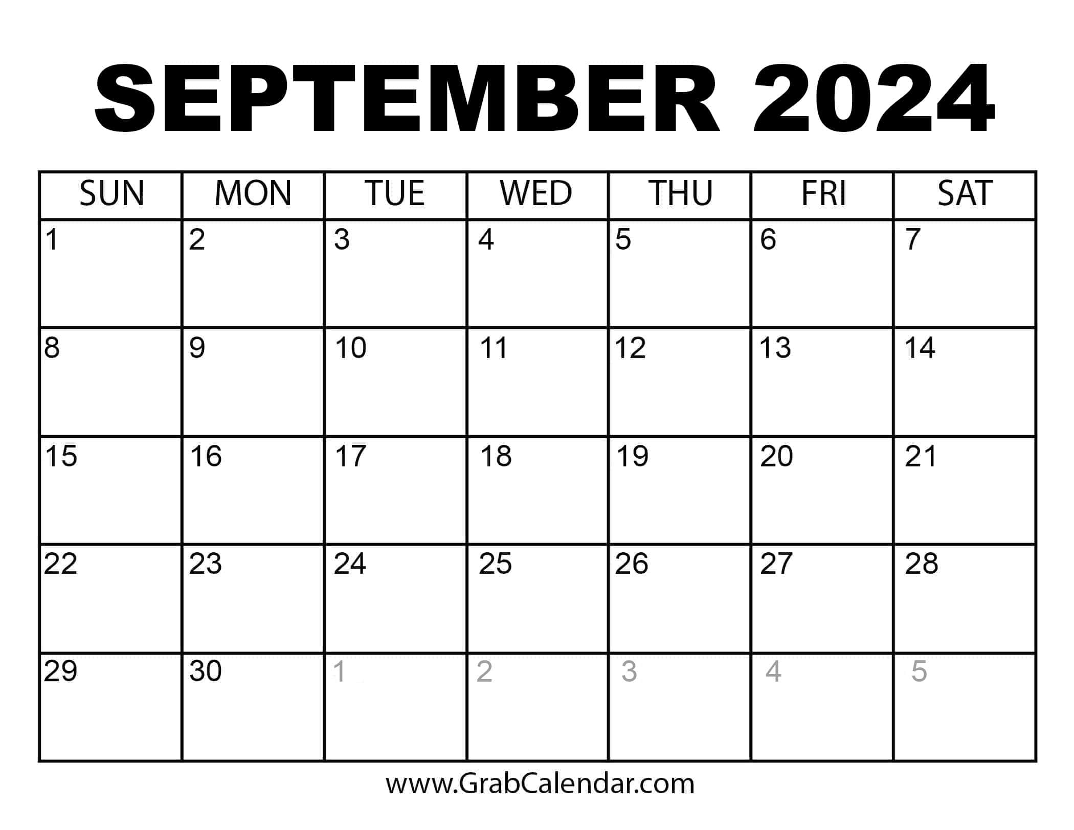 Printable September 2024 Calendar | 2024 September Calendar