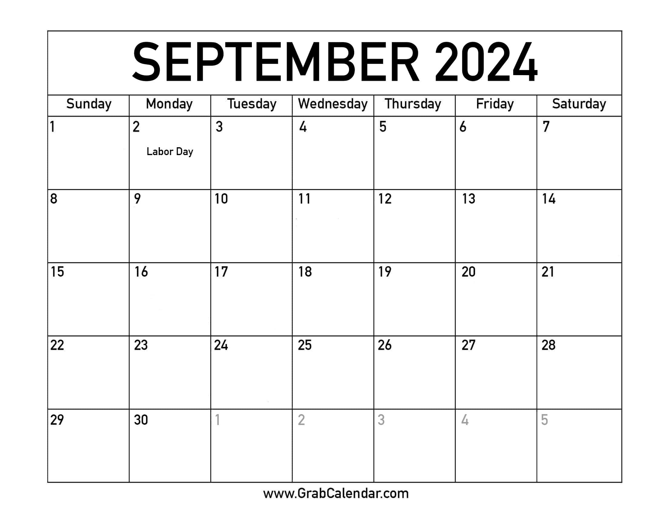 2024 September Calendar With Holidays Calendar 2024 Printable