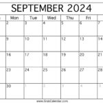 Printable September 2024 Calendar | Calendar Of Events For September 2024