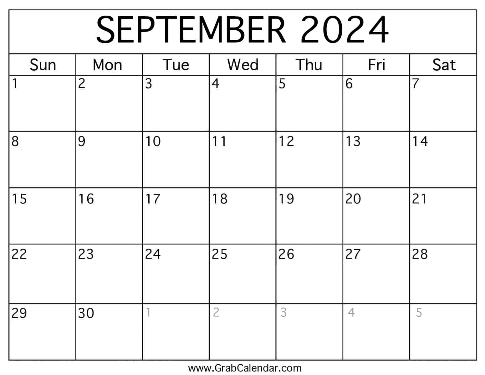 Printable September 2024 Calendar | Calendar of Events for September 2024