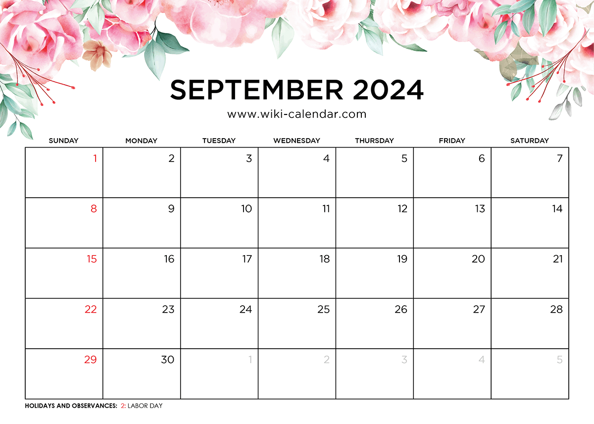 Printable September 2024 Calendar Templates With Holidays | 2024 September Calendar Printable