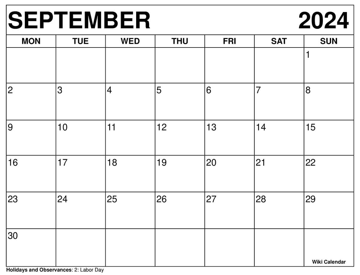 Printable September 2024 Calendar Templates With Holidays | Calendar 2024