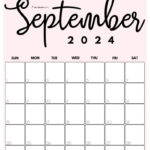 September 2024 Calendar   20 Cute & Free Printables | Saturdaygift | September Calendar 2024 Pink