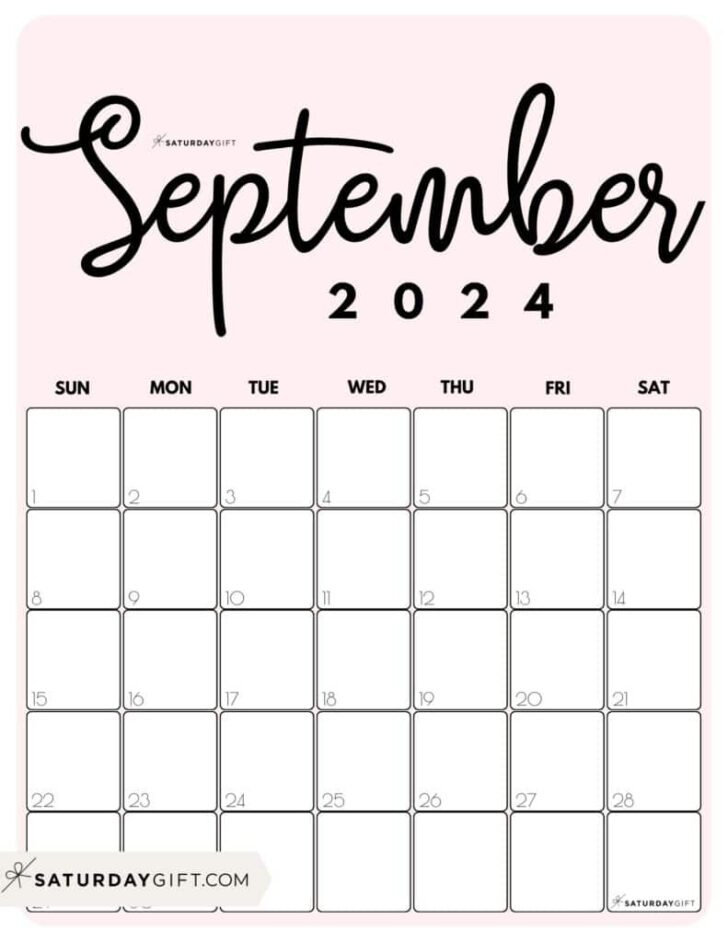 September Calendar 2024 Pink | Calendar 2024