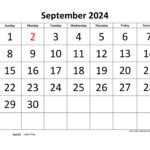 September 2024 Calendar Designed With Large Font (Horizontal | Large September 2024 Calendar