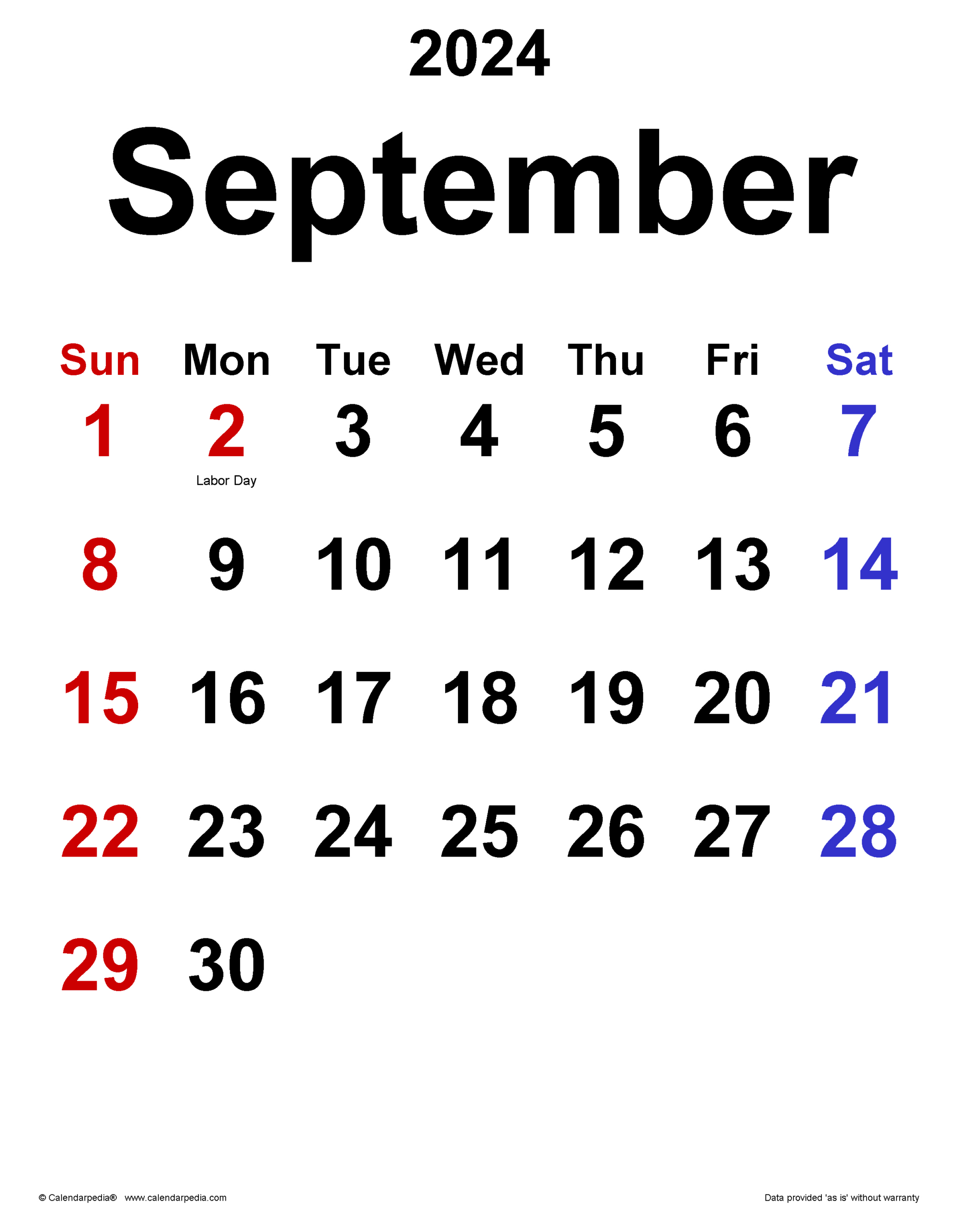 September 2024 Calendar | Templates For Word, Excel And Pdf | Calendar 2024