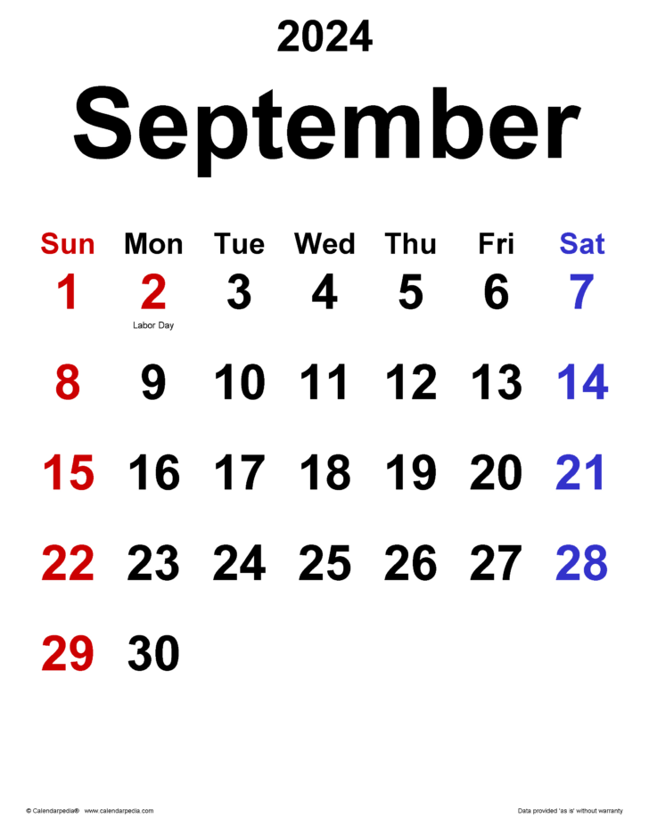 Calendar Month September 2024 | Calendar 2024