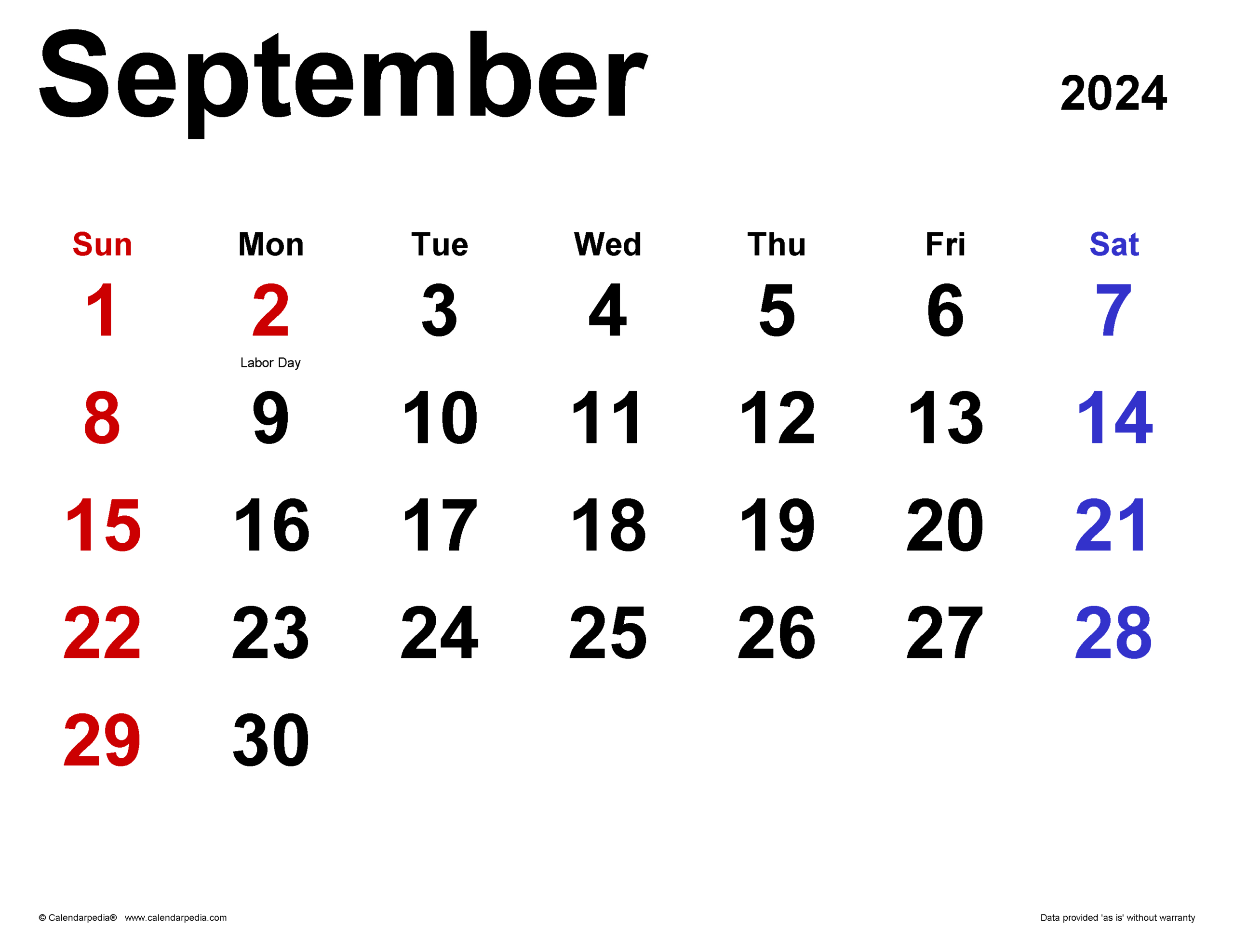 September 2024 Calendar | Templates For Word, Excel And Pdf | Calendar 2024