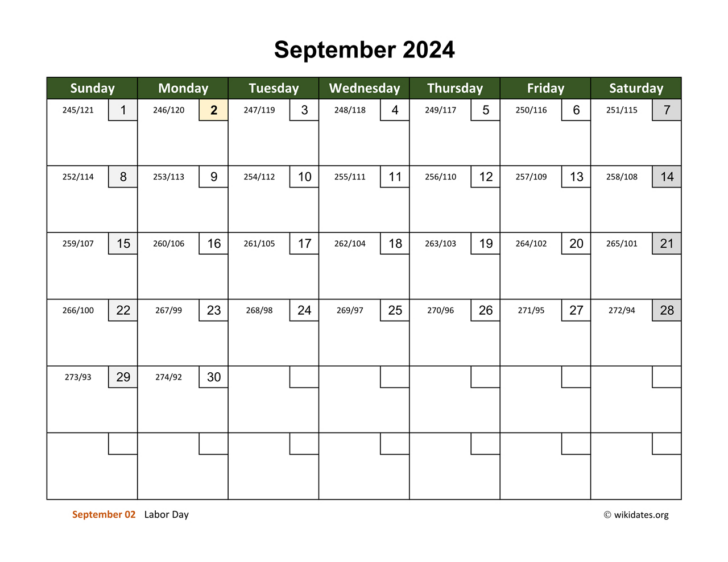 National Calendar Day September 2024 | Calendar 2024