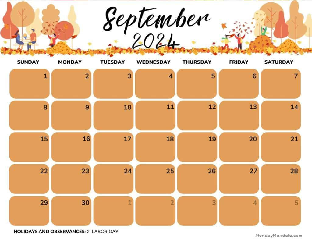 September 2024 Calendars (52 Free Pdf Printables) | September Fall 2024 Calendar